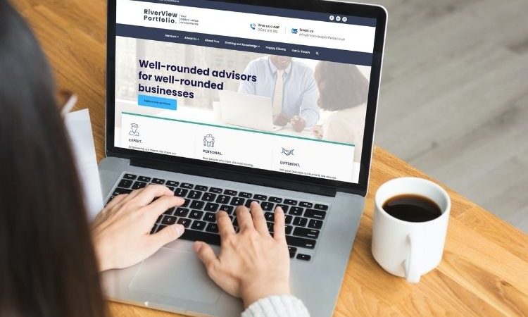 RiverView Portfolio Website on a Laptop