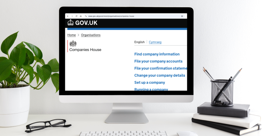 Gov UK website, on the Companies House Page