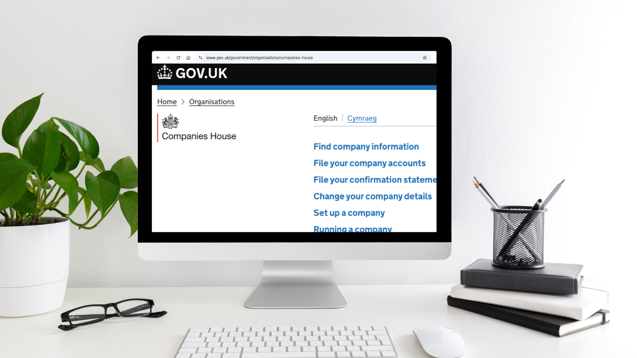 Gov UK website, on the Companies House Page