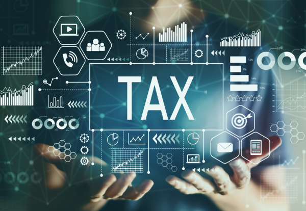 Making Tax Digital concept image showing the word TAX surrounded by digital charts, graphs and business icons