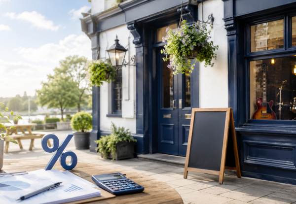Traditional English pub and live music venue representing the new 20% business rates reduction from April 2027