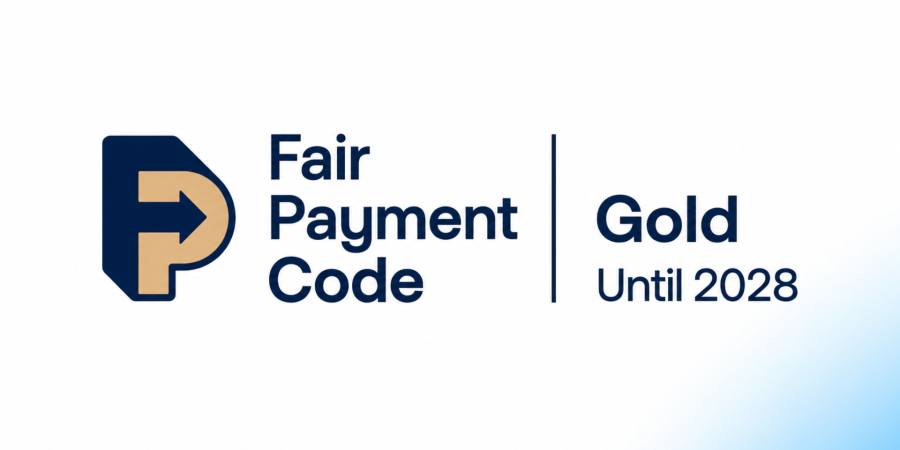 Fair Payment Code Gold Award logo, valid until 2028