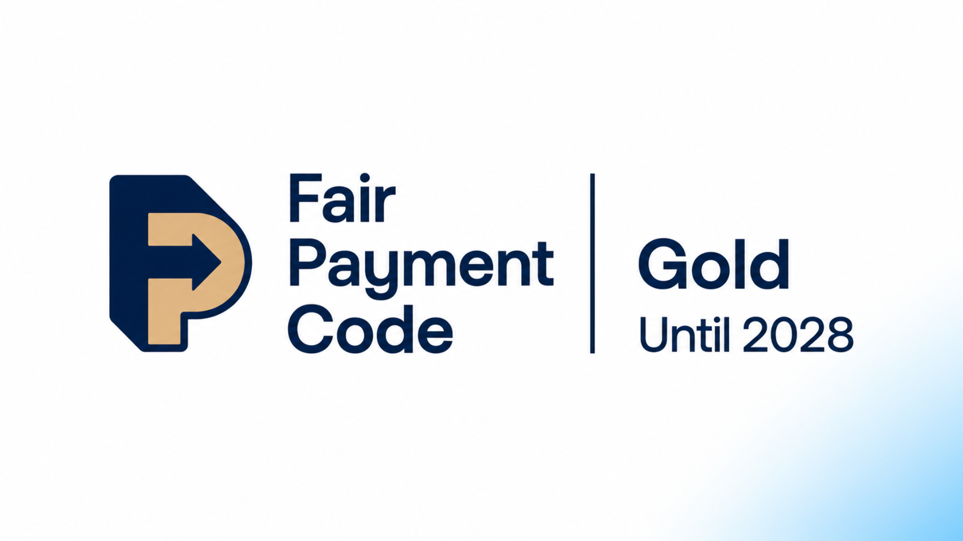 Fair Payment Code Gold Award logo, valid until 2028