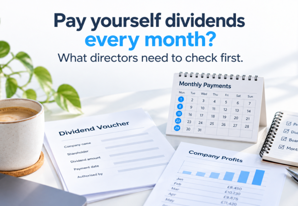 Monthly dividend planning with a dividend voucher, company profits and regular payment calendar for a limited company director